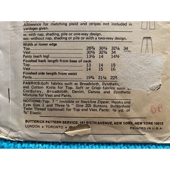 Butterick Sewing pattern 6320 toddlers top bell bottoms vest sz 1T - Picture 6 of 6